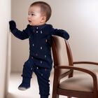 Baby Boys Navy Logo Romper, 1, hi-res