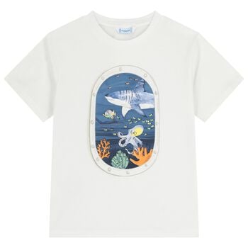 Boys White Underwater Window T-Shirt