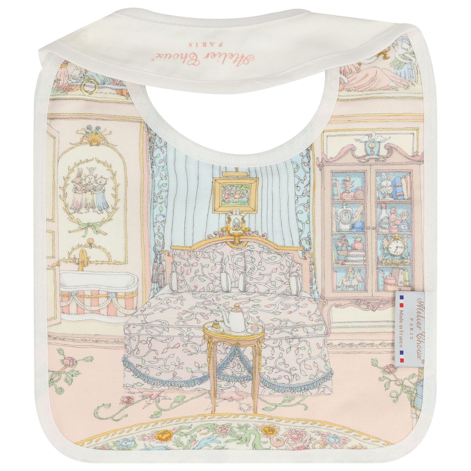 Baby Girls Pink French Bedroom Carr&eacute; Swaddle & Bib Gift Set, 1, hi-res