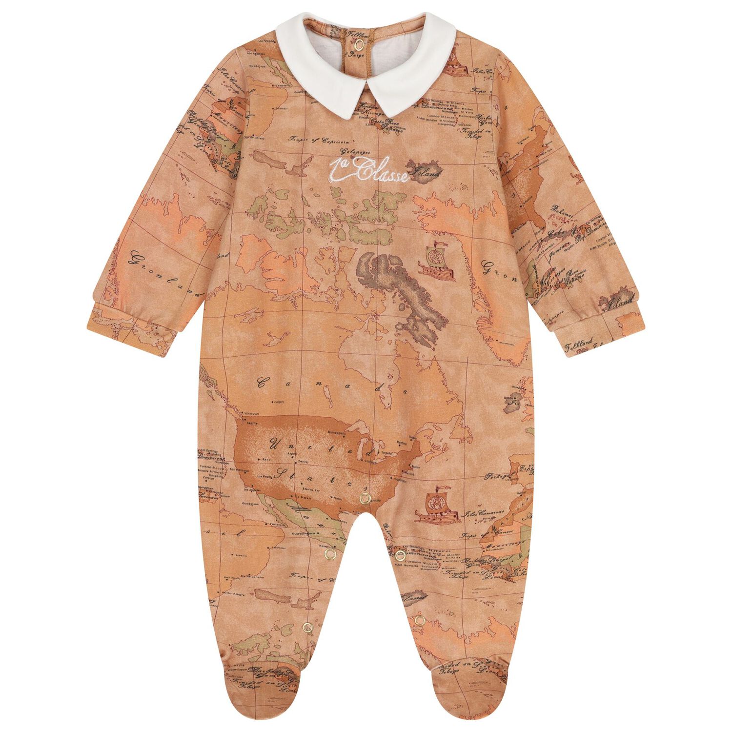 Ivory & Beige Geo Map Babygrow Gift Set, 3, hi-res