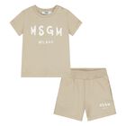 Younger Beige Logo Shorts Set, 2, hi-res
