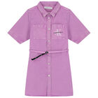 Girls Pink Logo Denim Dress, 1, hi-res