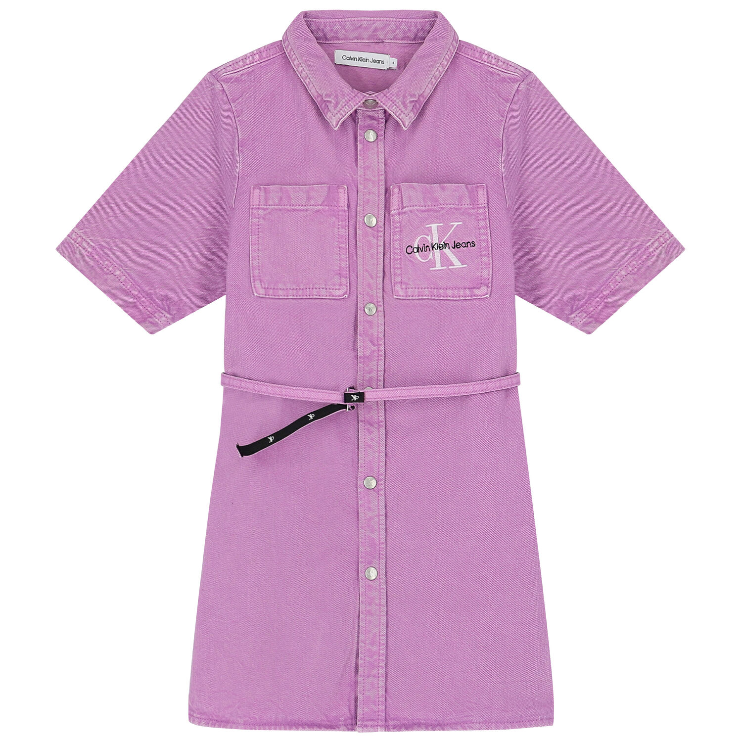 Girls Pink Logo Denim Dress, 1, hi-res