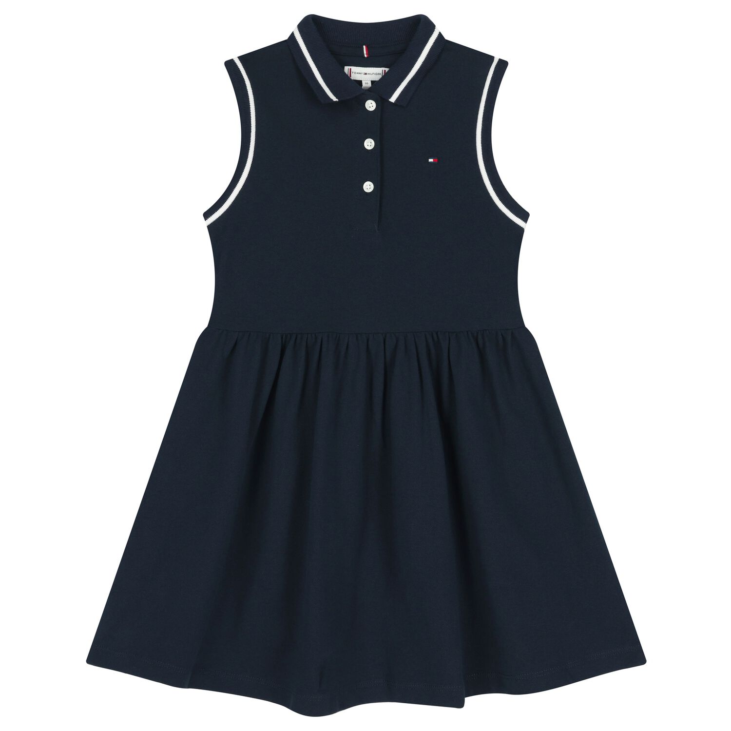 Girls Navy Blue Logo Polo Dress, 1, hi-res