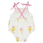 Younger Girls White Ice Creams Swimsuit, 1, hi-res