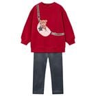 Girls Red & Grey Bag Leggings Set, 2, hi-res