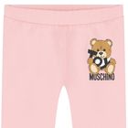 Younger Girls Pink Teddy Bear Logo Leggings, 1, hi-res