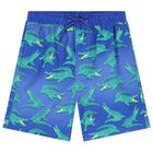 Boys Blue Swim Crocodile Shorts, 1, hi-res