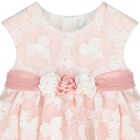 Younger Girls White & Pink Embroidered Organza Dress, 1, hi-res