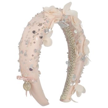 Girls Pink Sequin & Flower Headband