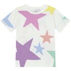 Girls Ivory Stars Logo T-Shirt, 1, hi-res
