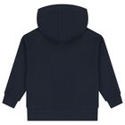 Boys Navy Blue Logo Hooded Top, 1, hi-res