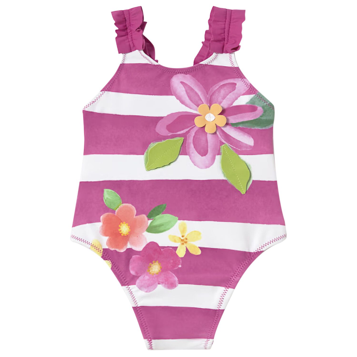 Younger Girls Pink & White Floral Swimsuit, 1, hi-res image number null