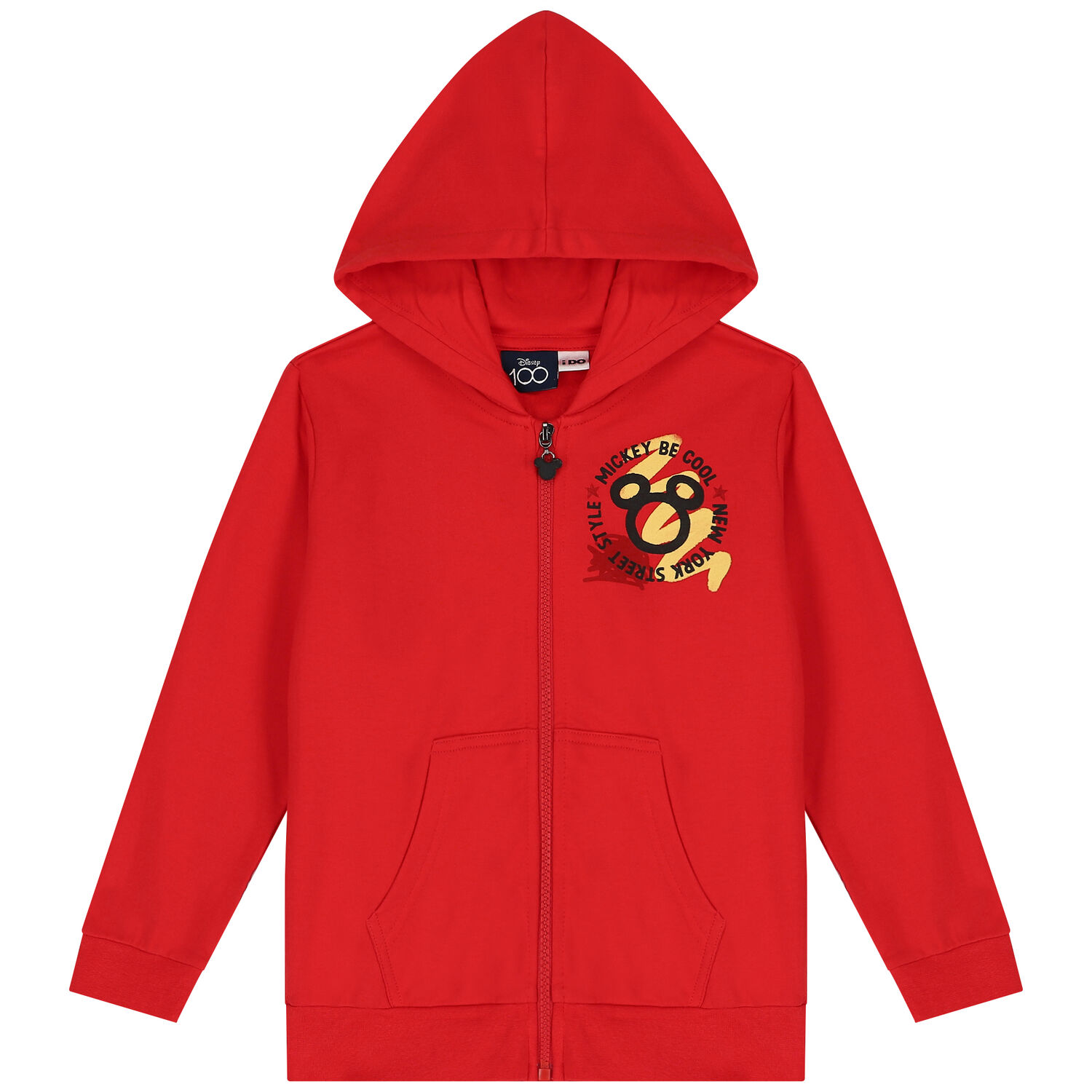 Red Mickey Mouse Hooded Zip Up Top, 1, hi-res