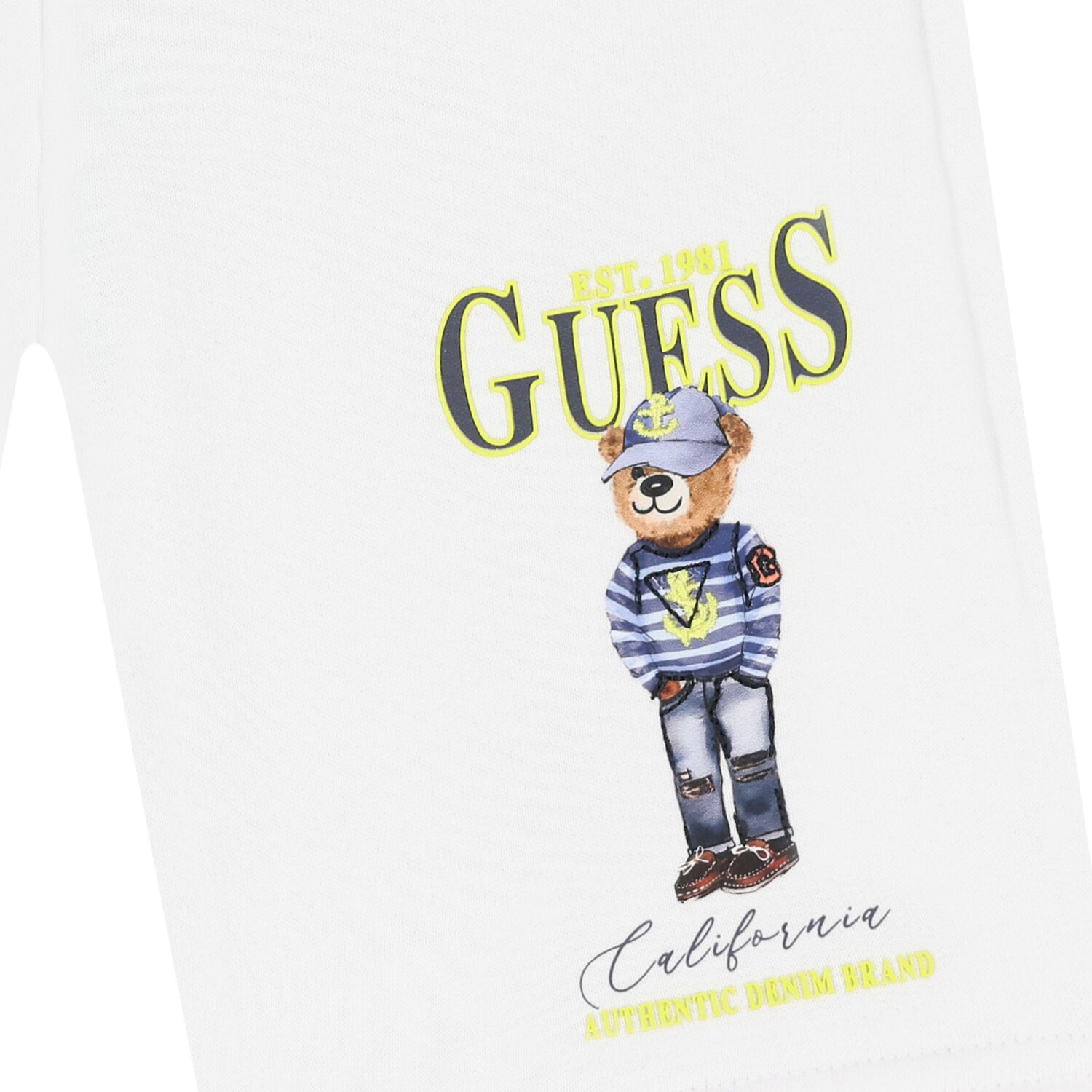 Boys White Teddy Bear Shorts, 2, hi-res