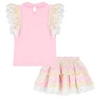 Girls Pink & White Heart Skirt Set, 1, hi-res