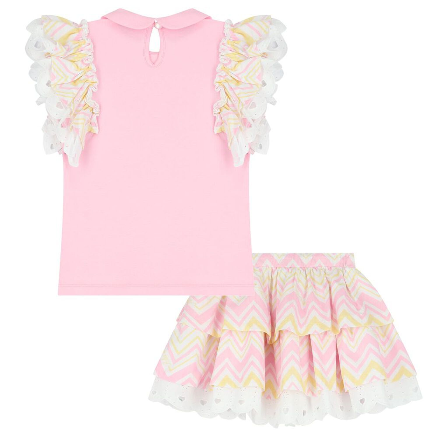 Girls Pink & White Heart Skirt Set, 1, hi-res
