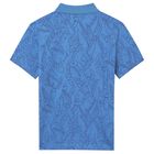 Boys Blue Leaves Polo Shirt, 1, hi-res