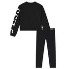 Girls Black Logo Leggings Set, 1, hi-res