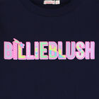 Girls Navy Blue Logo Long Sleeve Top, 1, hi-res