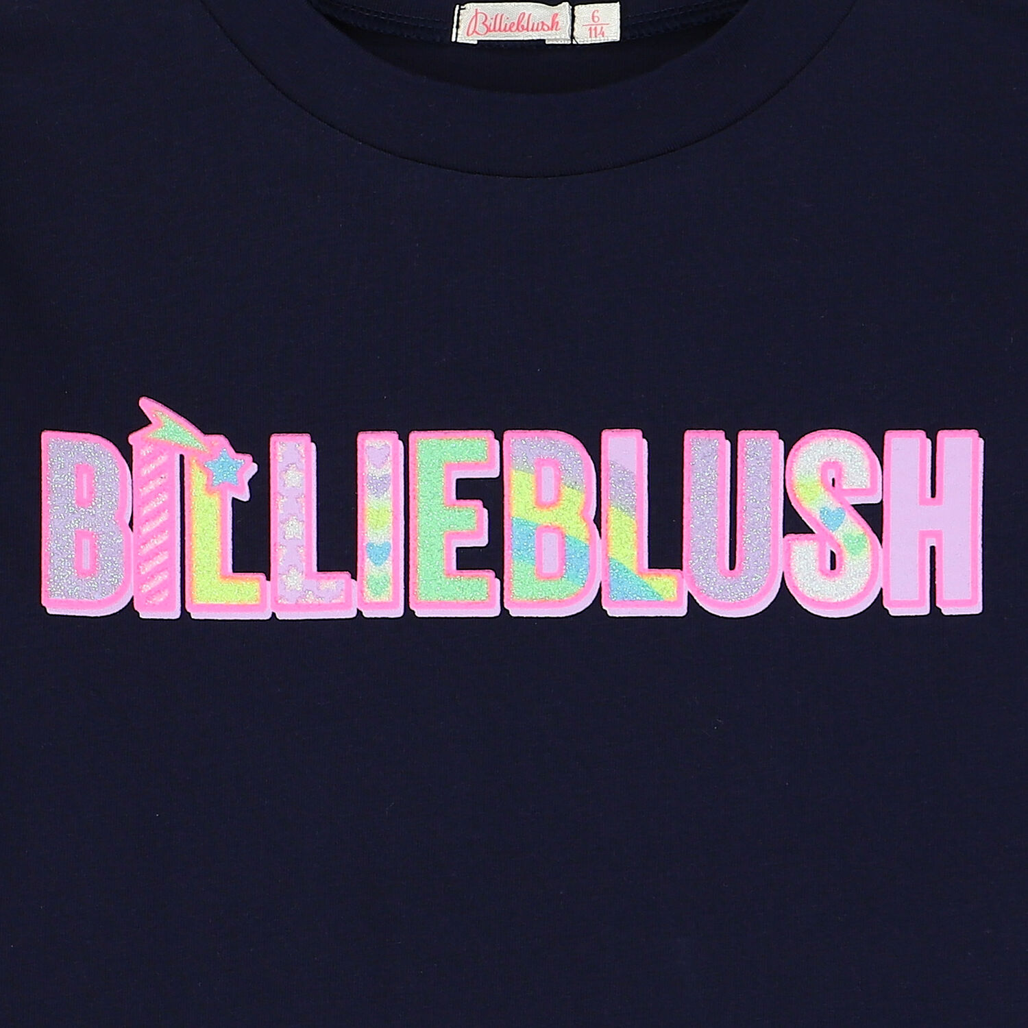 Girls Navy Blue Logo Long Sleeve Top, 1, hi-res