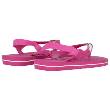 Girls Pink Logo Flip Flops