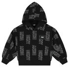 Girls Black Logo Hooded Top, 1, hi-res