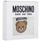 White Teddy Bear Logo Hat & Bib Baby Gift Set, 1, hi-res