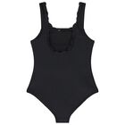 Girls Black Rhinestones Logo Swimsuit, 1, hi-res