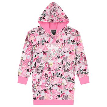 Girls Pink Logo Hooded Dress