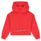 Girls Pink Logo Hooded Top, 1, hi-res