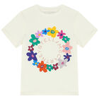 Girls Ivory Floral Logo T-Shirt, 1, hi-res