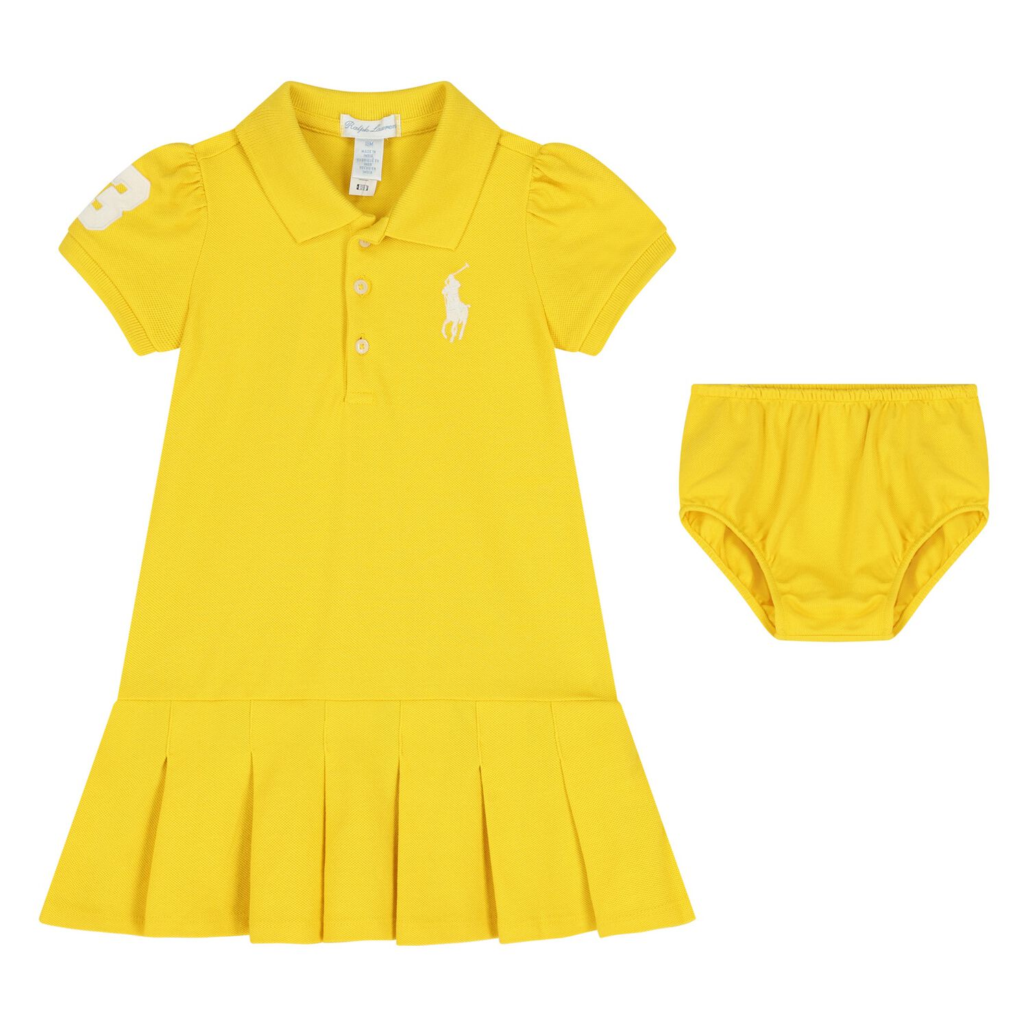 Baby Girls Yellow Logo Dress Set, 1, hi-res