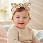 Baby Girls White & Gold Bow Headband  , 1, hi-res