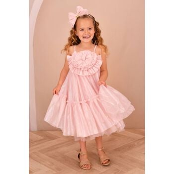 Girls Pink Embellished Tulle Dress