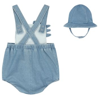 Baby Boys Blue Denim Crocodile Romper Set