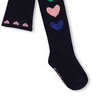 Girls Navy Blue Hearts Tights, 3, hi-res