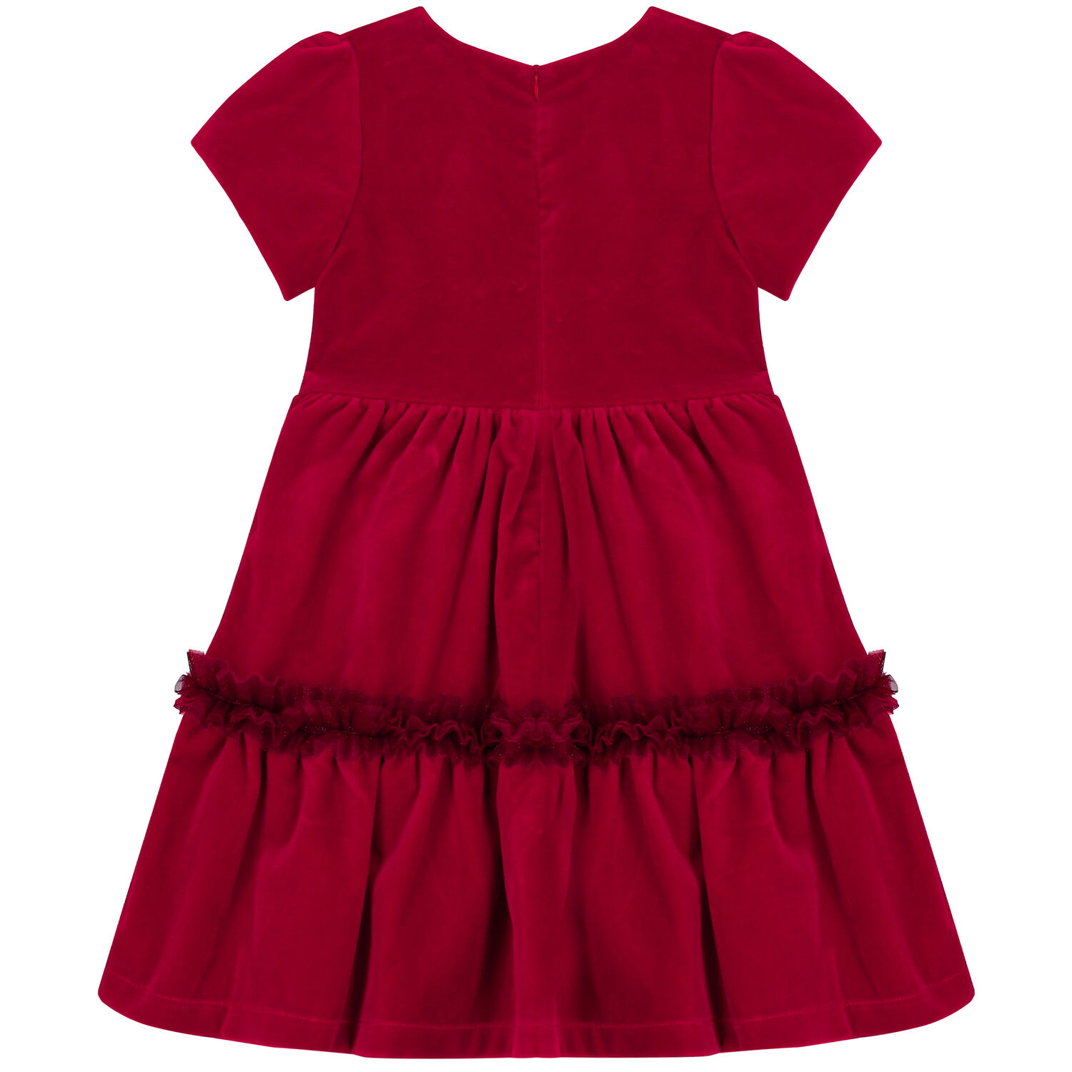 Girls Red Velvet Bow Dress, 1, hi-res
