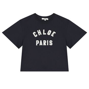 Girls Navy Blue Logo T-Shirt