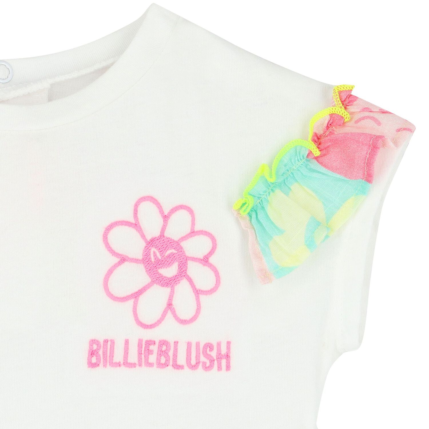 Younger Girls White & Pink Shorts Set, 1, hi-res