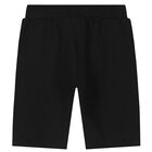 Younger Boys Black Logo Shorts, 1, hi-res