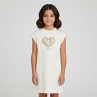 Girls Ivory Logo Heart Dress, 1, hi-res