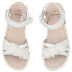 Girls White Flower Sandals, 1, hi-res