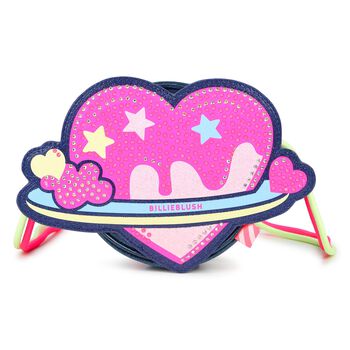 Girls Pink & Navy Blue Embellished Hand Bag ( 12cm )