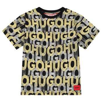 Boys Black Monogram Logo T-Shirt