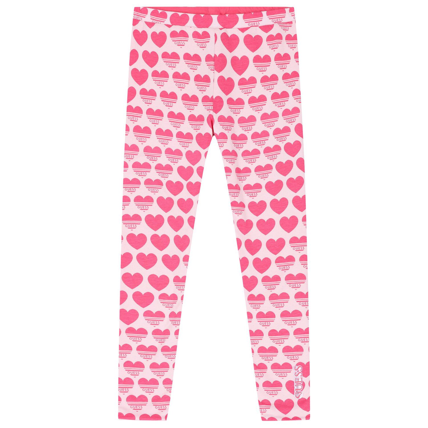 Girls Pink Logo Heart Reversible Leggings, 1, hi-res