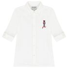 Boys White Teddy Bear Polo Shirt, 1, hi-res