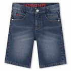 Boys Blue Denim Shorts, 1, hi-res