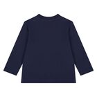 Younger Navy Blue Teddy Bear Logo Long Sleeve Top, 2, hi-res