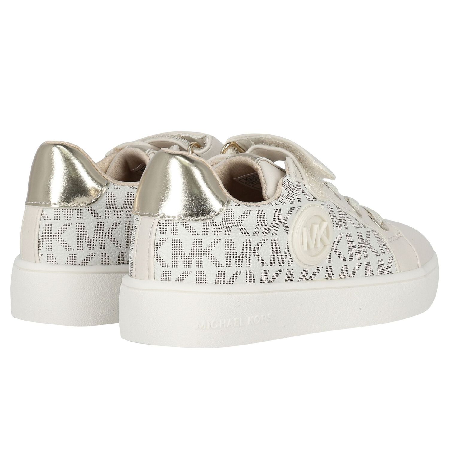 Girls Ivory & Gold Logo Trainers, 1, hi-res image number null